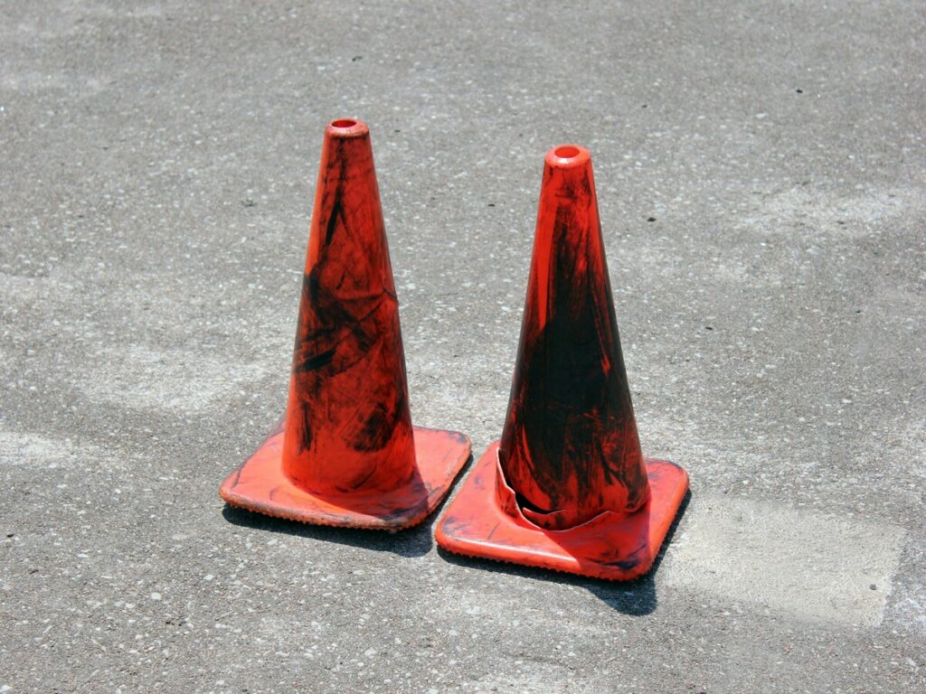 orange warning cones