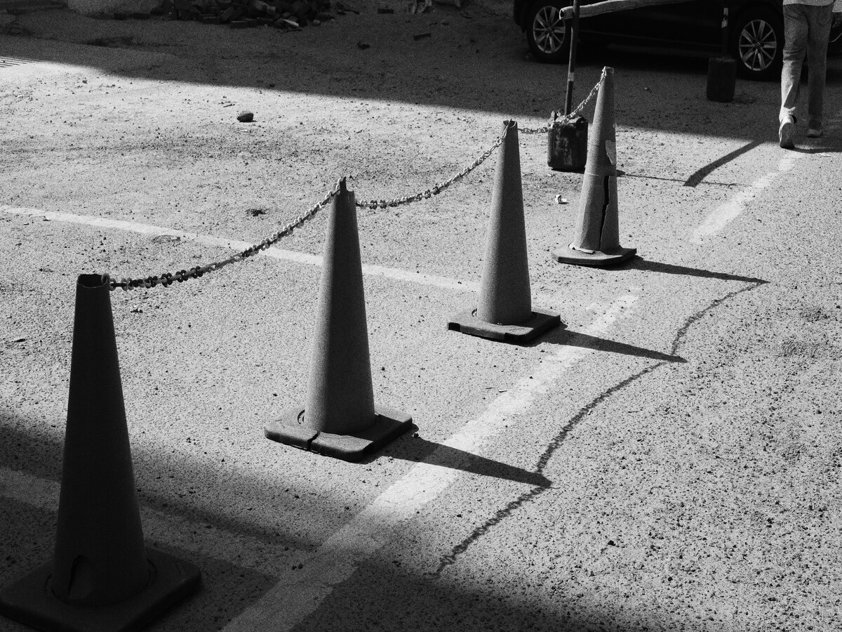 colored traffic cones