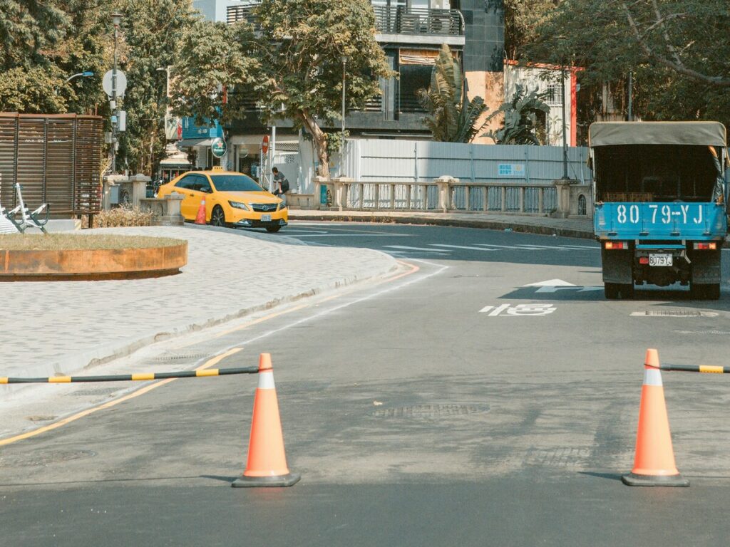 red safety cones