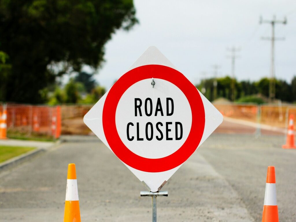 traffic cones and signs