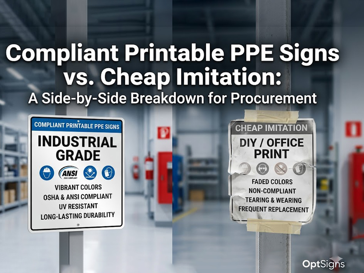 OPTSIGNS | Compliant Printable PPE Signs vs. Cheap Imitation: A Side-by-Side Breakdown for Procurement