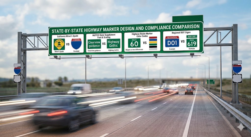 विकल्पसंकेत | राजमार्ग मार्कर डिज़ाइन और अनुपालन के लिए राज्य-दर-राज्य मार्गदर्शिका OPTSIGNS | A State-by-State Guide to Highway Marker Design and Compliance