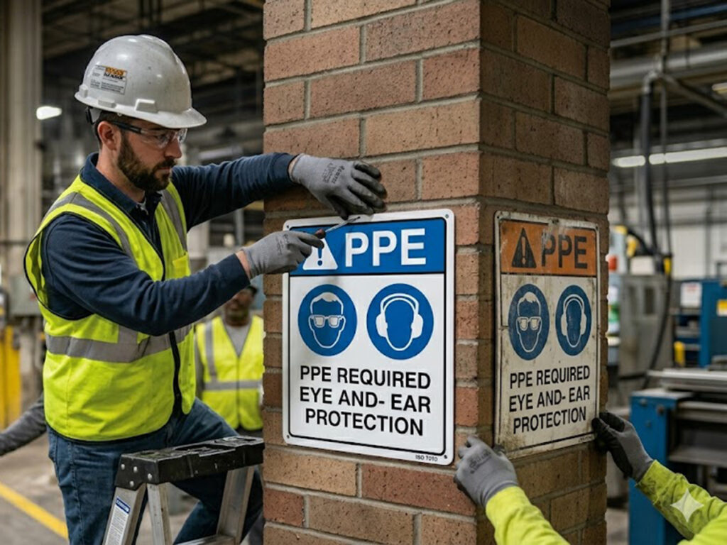 OPTSIGNS | PPE Sign Replacement: OSHA Compliance Timelines, Inspection Checklists & Material Lifespan Data