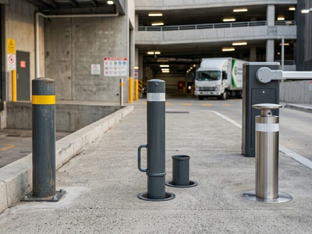 OPTSIGNS | Feste vs. abnehmbare vs. versenkbare Verkehrspoller: Entscheidungsmatrix OPTSIGNS | Fixed vs Removable vs Retractable Traffic Bollards: Decision Matrix