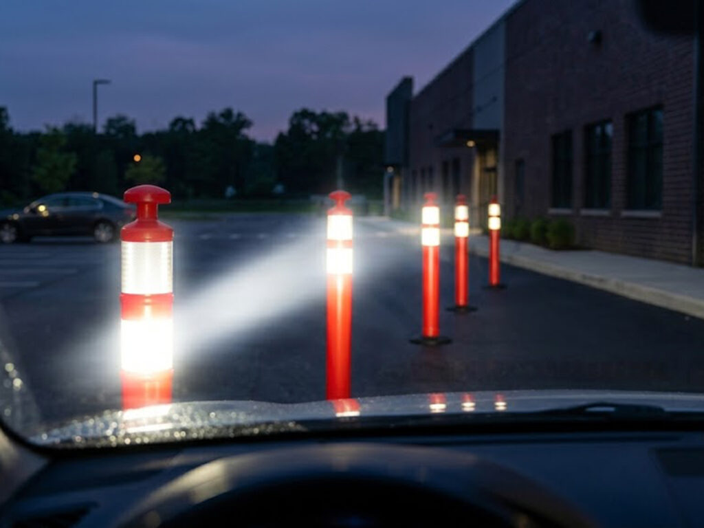 OPTSIGNS | Reflective vs Illuminated Traffic Bollards: Skip the Wiring, Keep the Visibility