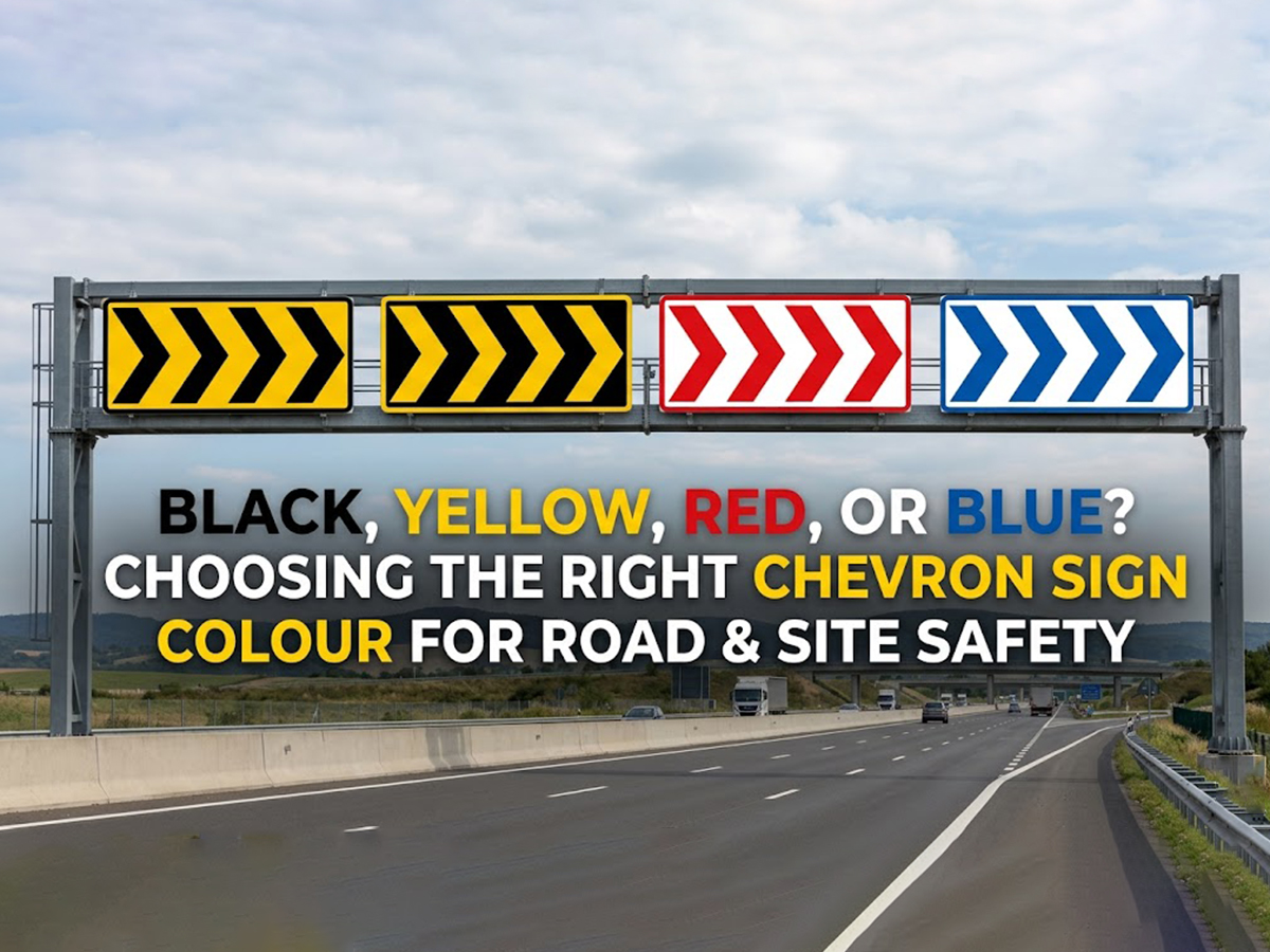 OPTSIGNS | Black, Yellow, Red, or Blue? Choosing the Right Chevron Sign Colour for Road & Site Safety