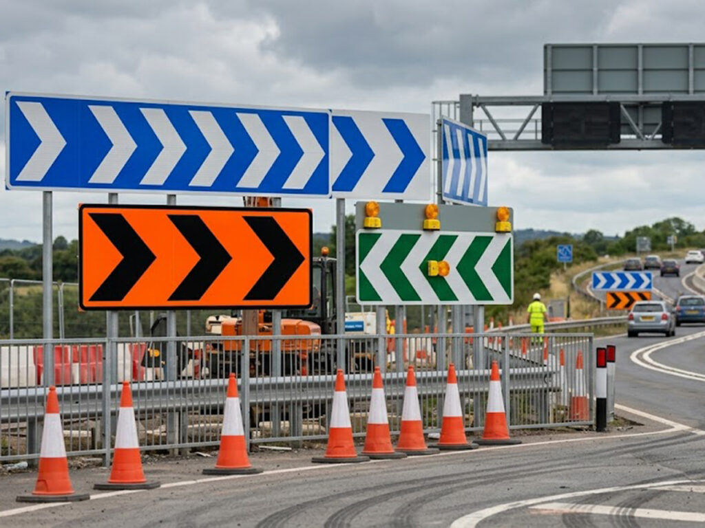 OPTSIGNS | Black, Yellow, Red, or Blue? Choosing the Right Chevron Sign Colour for Road & Site Safety