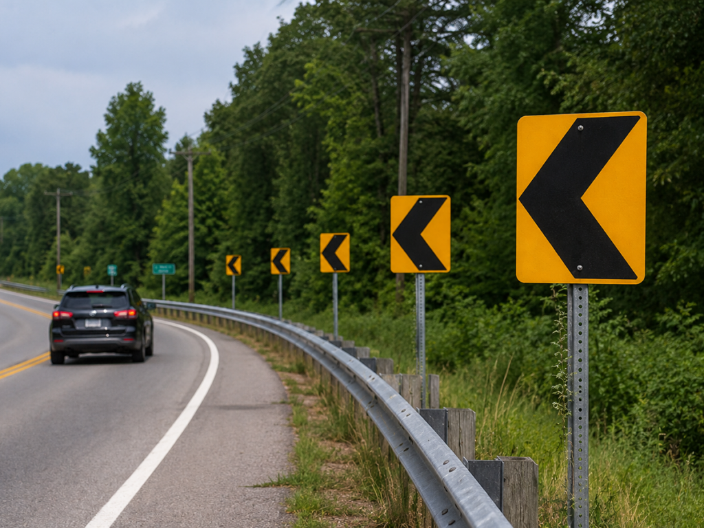 ОПТСАЙНЫ | Объяснение раздела 2C.12 MUTCD: Требования к знакам совмещения шеврона для инженеров-транспортников OPTSIGNS | MUTCD Section 2C.12 Explained: Chevron Alignment Sign Requirements for Traffic Engineers