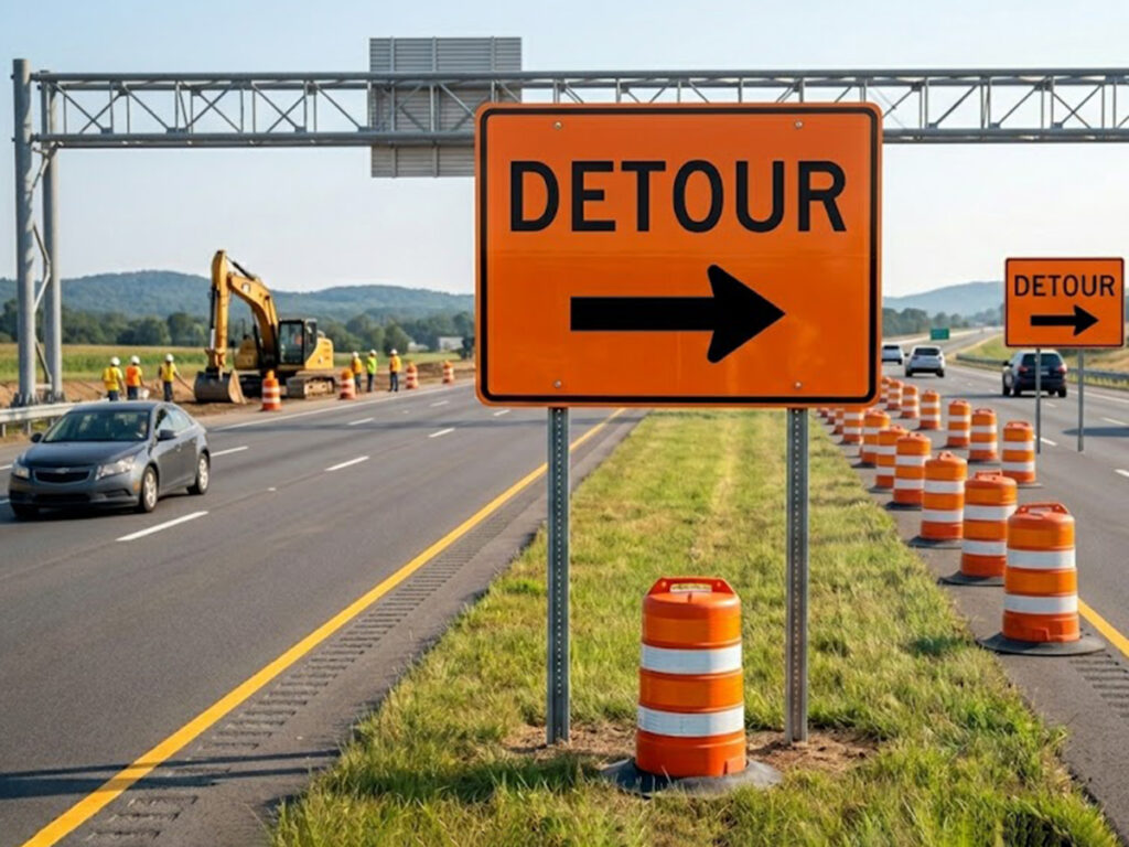 OPTSIGNS | MUTCD 11th Edition Detour Ahead Sign Requirements: What Contractors Must Know in 2026